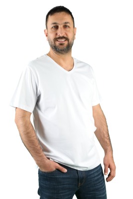 Erkek Koton V Yaka Kısa Kollu Tişört - Thumbnail