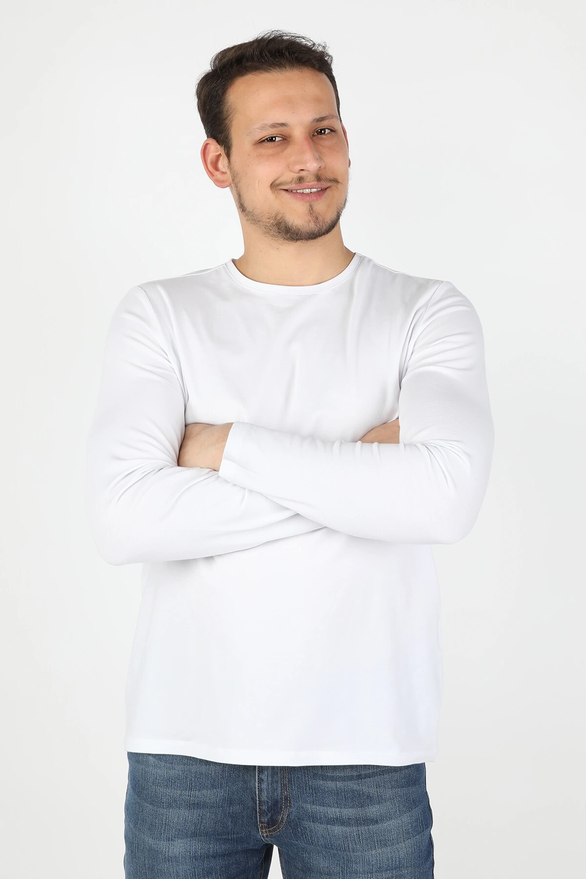 Erkek Süprem Bisiklet Yaka Tişört Beyaz Erkek Süprem Bisiklet Yaka Tişört Beyaz