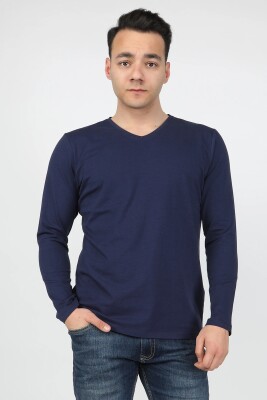 Erkek Süprem Uzun Kollu Tişört Lacivert - Thumbnail