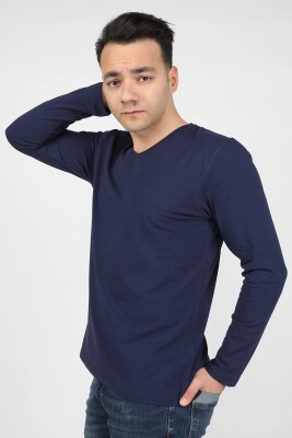 Erkek Süprem Uzun Kollu Tişört Lacivert - Thumbnail