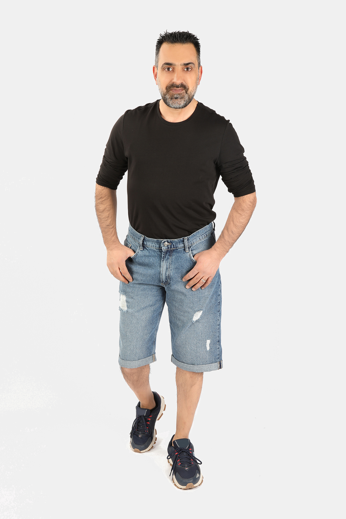 Balins - Erkek Yırtıklı Kapri Mavi