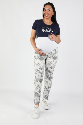 Hamile Gri Baskılı Gabardin Pantolon Gri - Thumbnail