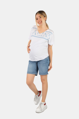 Hamile Kot Şort Mavi - Thumbnail