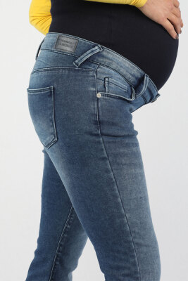 Hamile Şardonlu Kot Pantolon Açık Mavi - Thumbnail