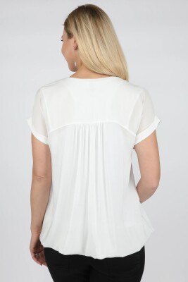 Hamile Vual Payetli Bluz Beyaz - Thumbnail