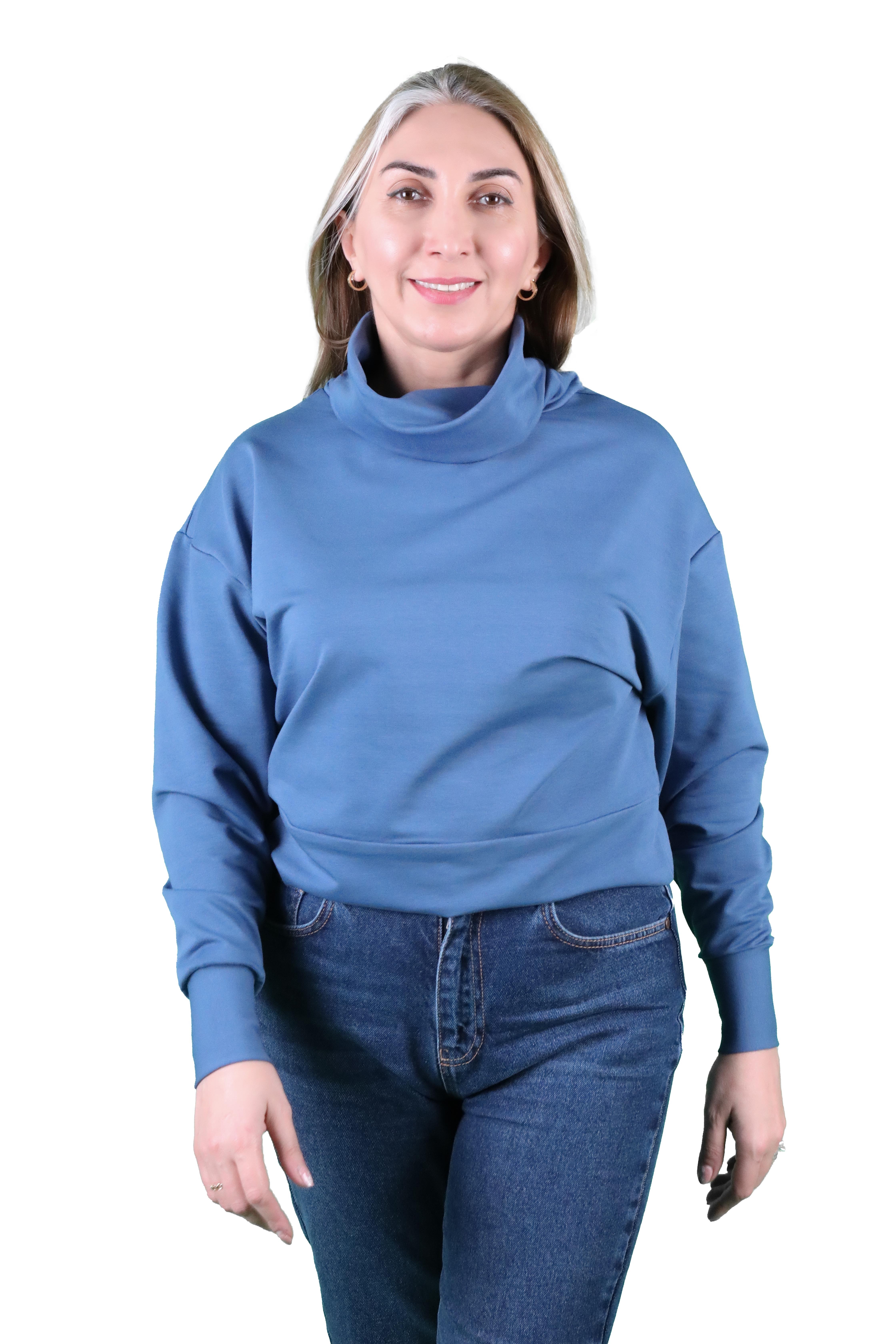 Balins - Kadın 2 İplik Degaje Yaka Sweatshirt