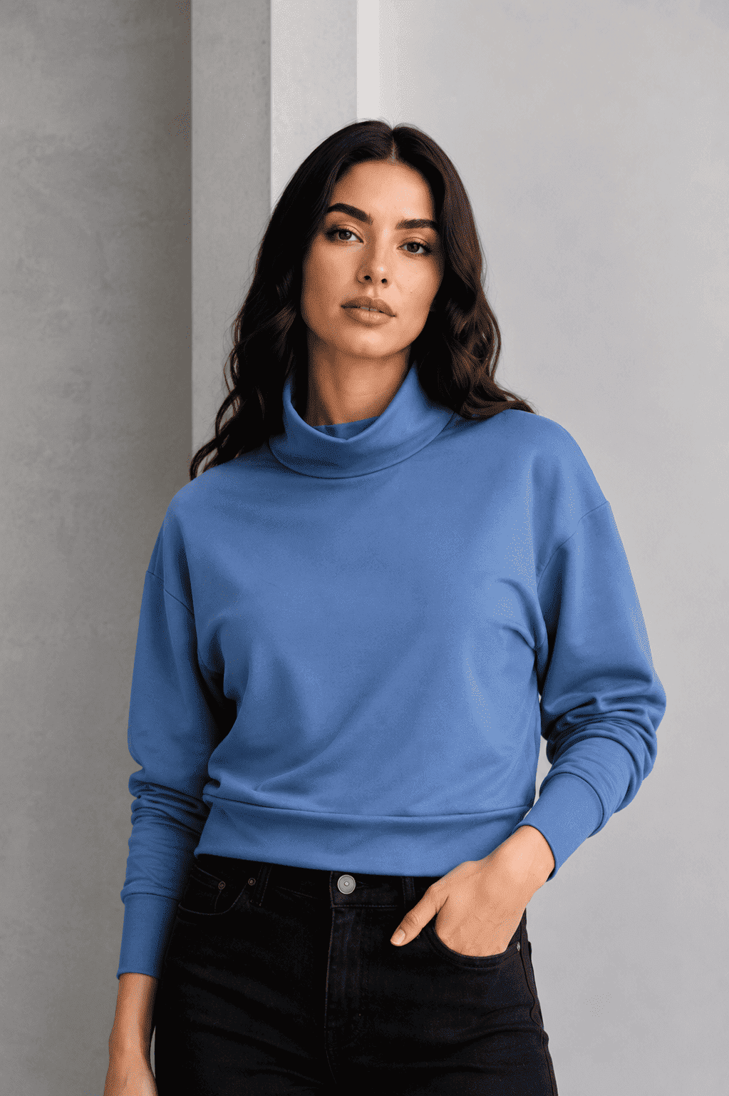 Balins - Kadın 2 İplik Degaje Yaka Sweatshirt
