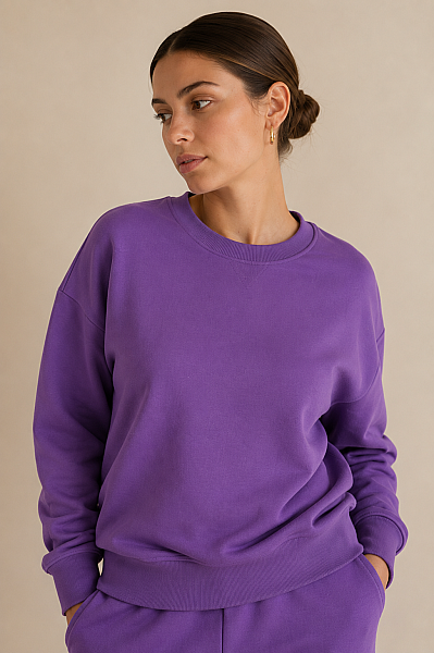 Kadın 2 İplik Şardonlu Sweat - 1