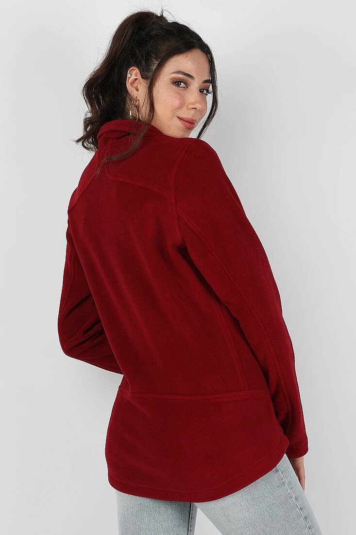 Kadın Balıkçı Fermuarlı Sweatshirt Bordo - 2