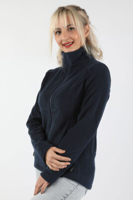 Kadın Balıkçı Fermuarlı Sweatshirt Lacivert - Thumbnail