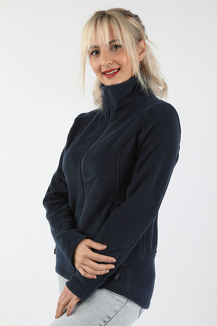 Kadın Balıkçı Fermuarlı Sweatshirt Lacivert - 2