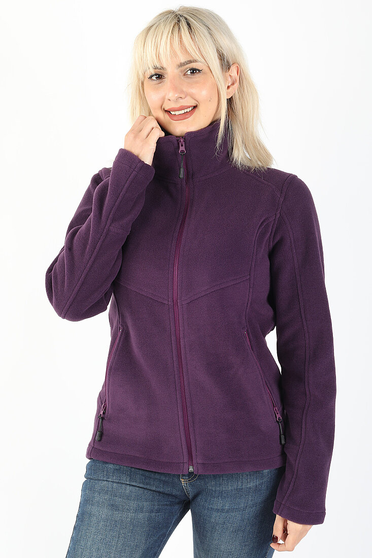 Kadın Balıkçı Fermuarlı Sweatshirt Mor - 1