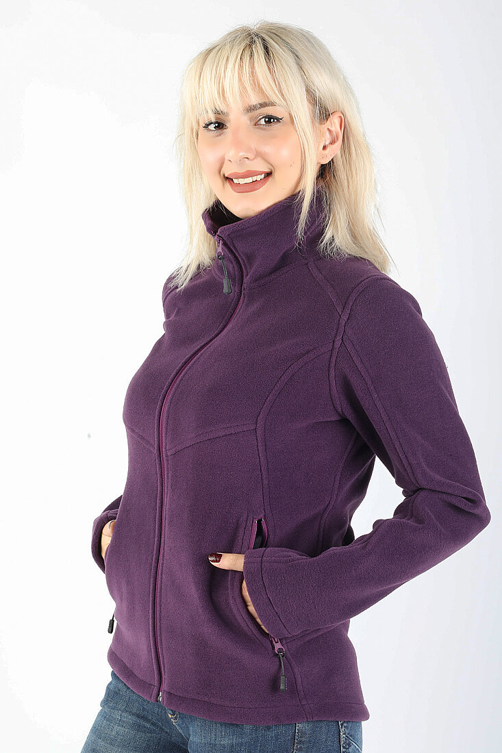 Kadın Balıkçı Fermuarlı Sweatshirt Mor - 2