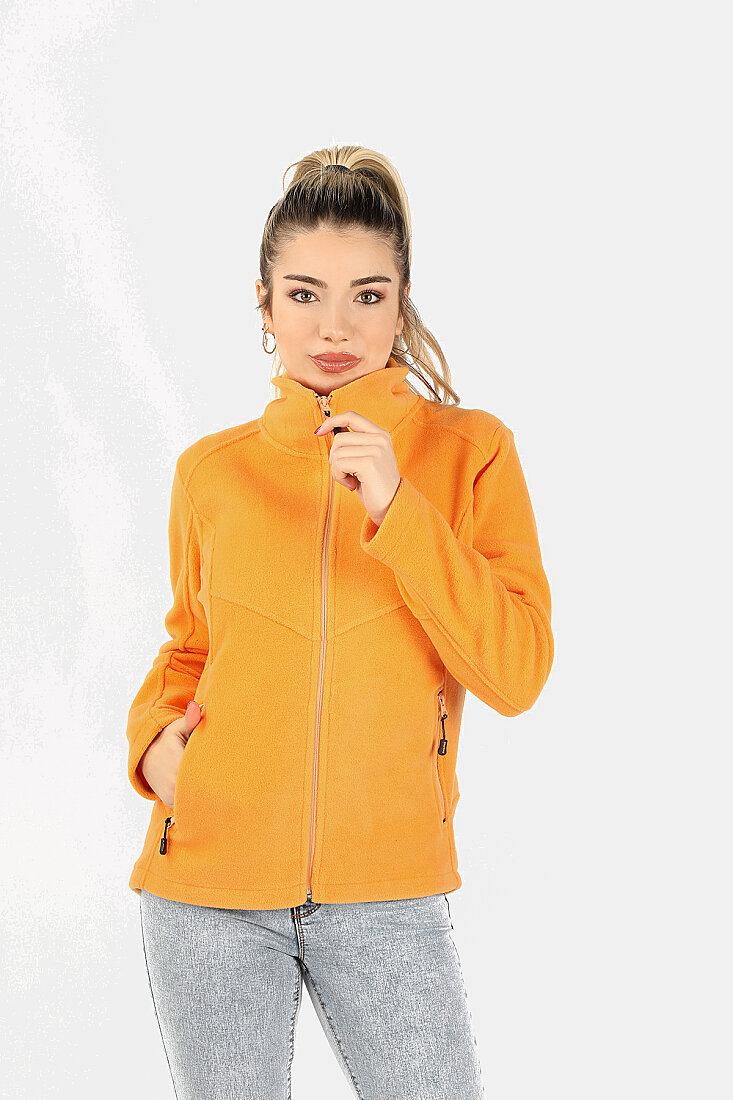 Kadın Balıkçı Fermuarlı Sweatshirt Sarı - 1