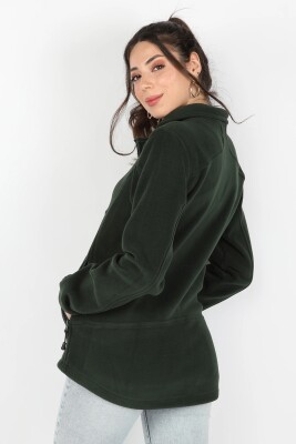 Kadın Balıkçı Fermuarlı Sweatshirt Yeşil - Thumbnail