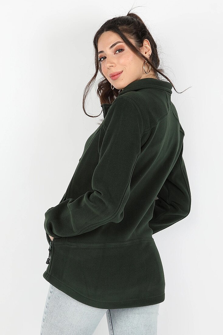Kadın Balıkçı Fermuarlı Sweatshirt Yeşil - 2