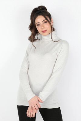 Kadın Balıkçı Yaka Muline Triko Gri - Thumbnail