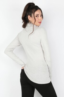 Kadın Balıkçı Yaka Muline Triko Gri - Thumbnail