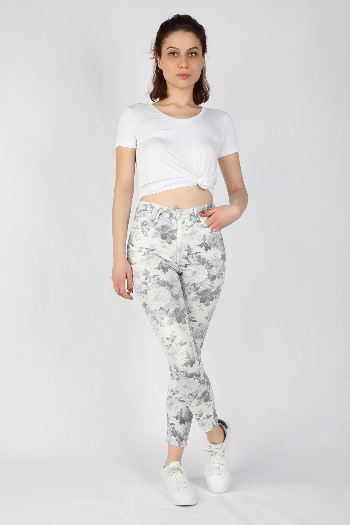 Balins - Kadın Baskılı Pantolon Gri