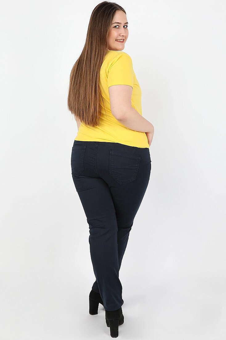 Kadın Büyük Beden Gabardin Pantolon Lacivert - 2