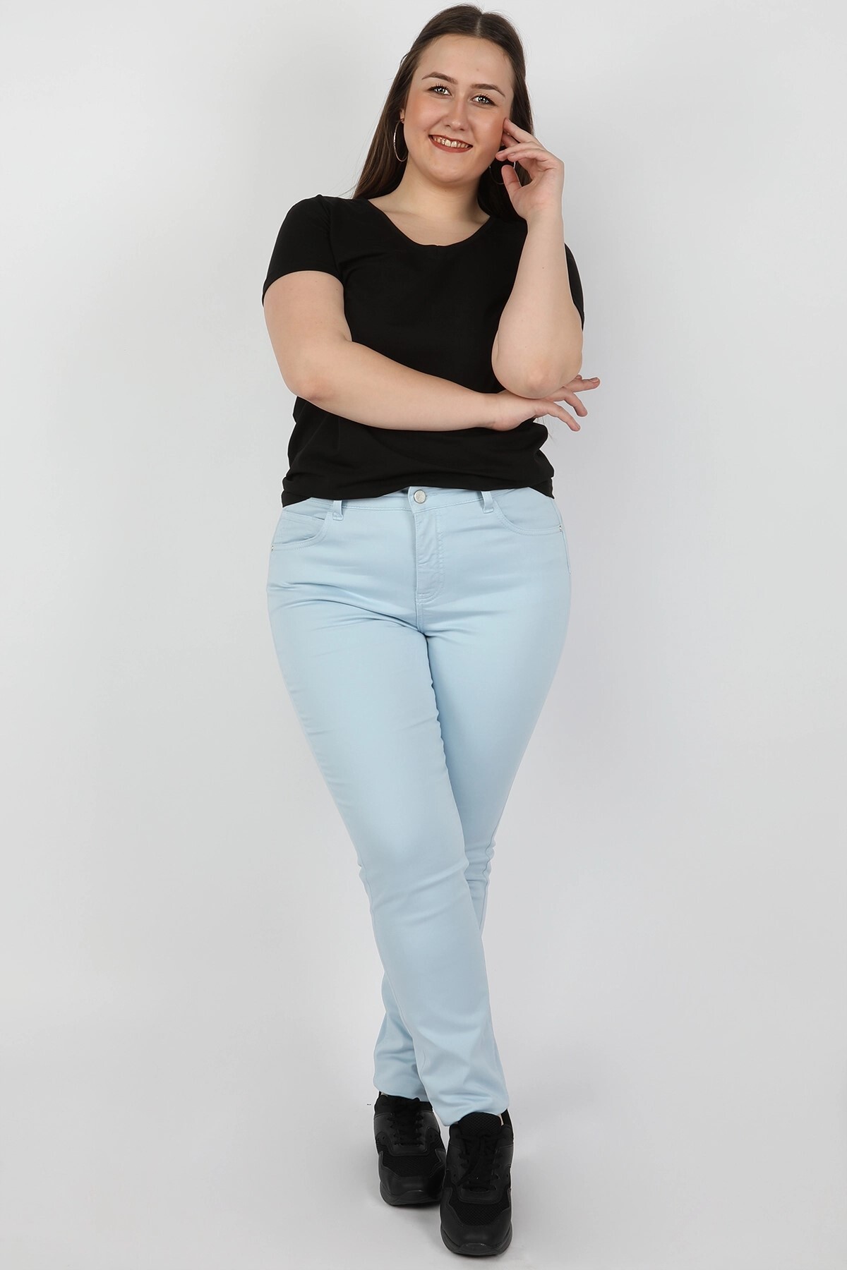 Balins - Kadın Büyük Beden Gabardin Pantolon Mavi