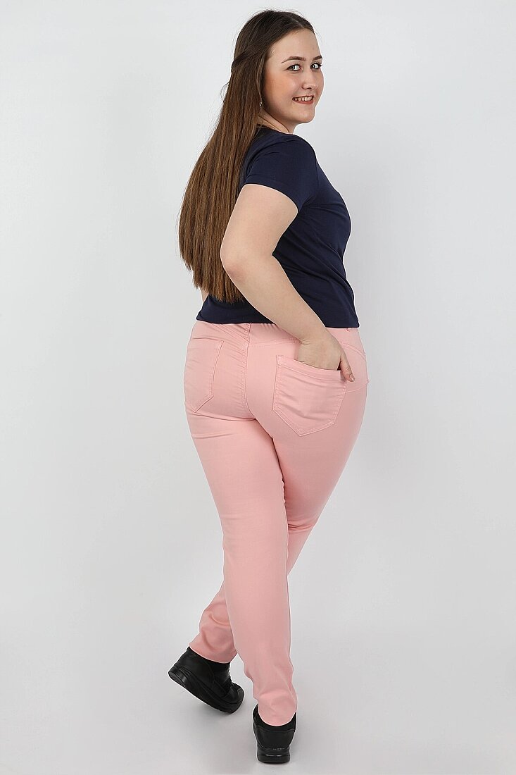 Kadın Büyük Beden Gabardin Pantolon Pembe - 2