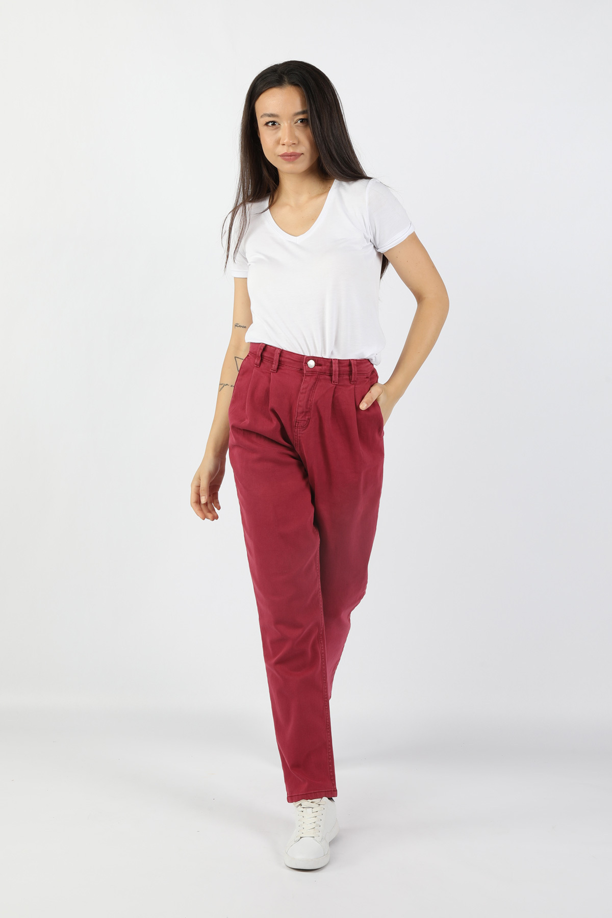 Balins - Kadın Chino Gabardin Pantolon Bordo