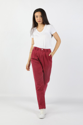 Kadın Chino Gabardin Pantolon Bordo - Thumbnail