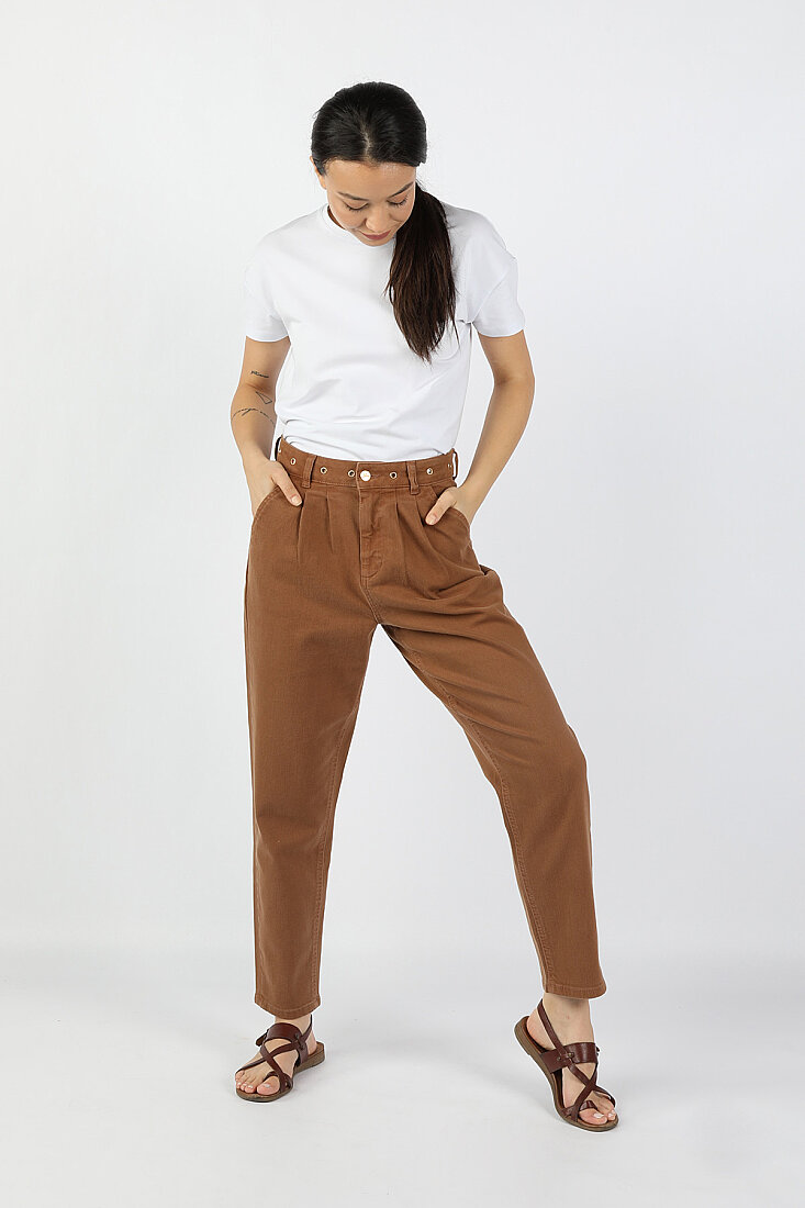 Kadın Chino Gabardin Pantolon Kahverengi - 1