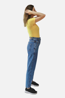 Kadın Çift Düğmeli Mom Pantolon Effect - Thumbnail