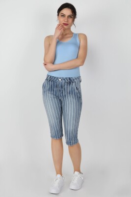 Kadın Çizgili Capri Lzr Ağart - Thumbnail