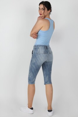 Kadın Çizgili Capri Lzr Ağart - Thumbnail