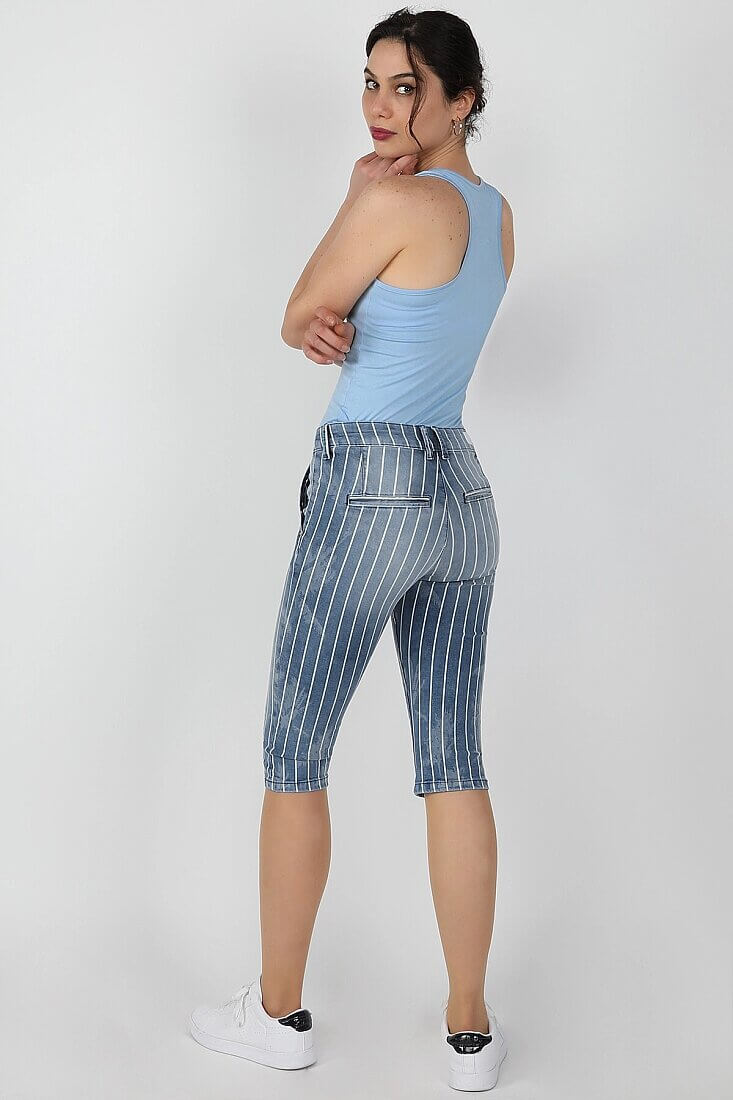Kadın Çizgili Capri Lzr Ağart - 2