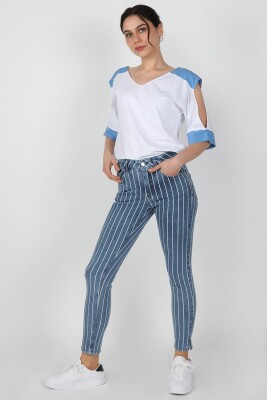 Kadın Düz Çizgili Pantolon DüzÇizgili - Thumbnail