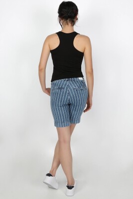 Kadın Düz Çizgili Şort DüzÇizgili - Thumbnail