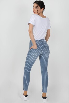 Kadın Düz Çizgili Yıkamalı Pantolon YıkDüzÇiz - Thumbnail