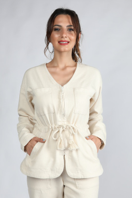 Kadın Gabardin Ceket Bej - Thumbnail