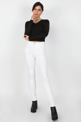 Kadın Gabardin Pantolon Beyaz - Thumbnail