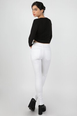 Kadın Gabardin Pantolon Beyaz - Thumbnail