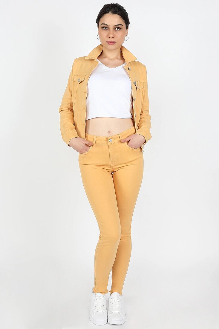 Kadın Gabardin Pantolon Sarı - 4