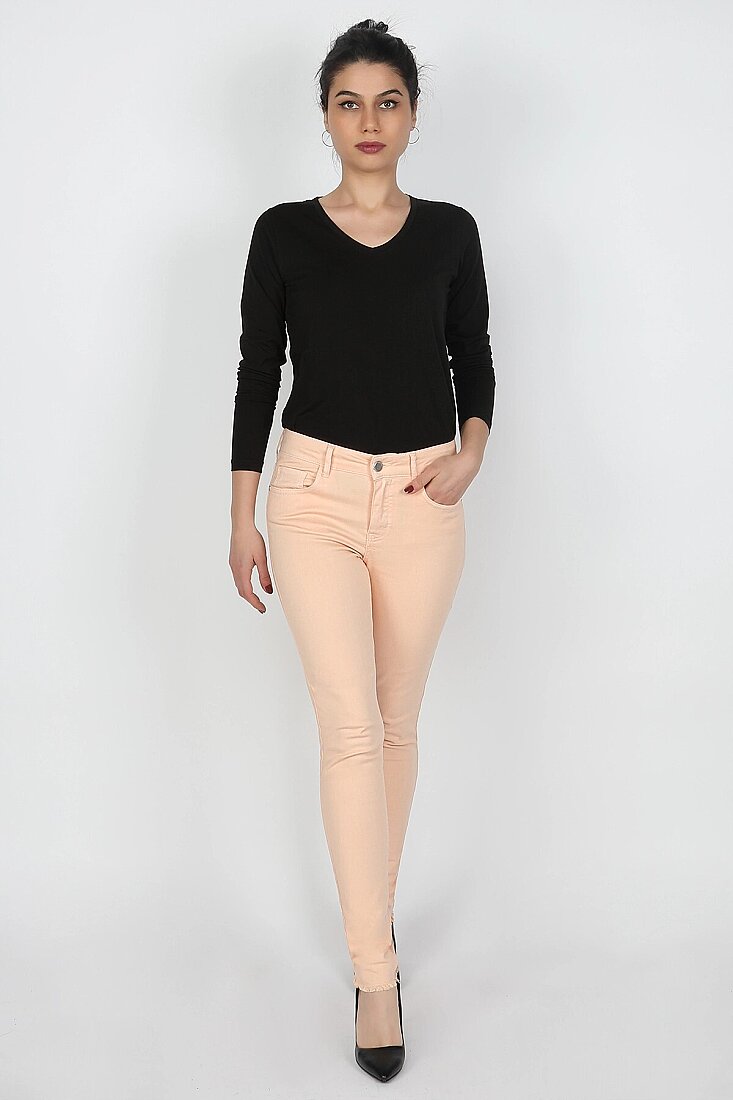 Kadın Gabardin Pantolon Somon - 1