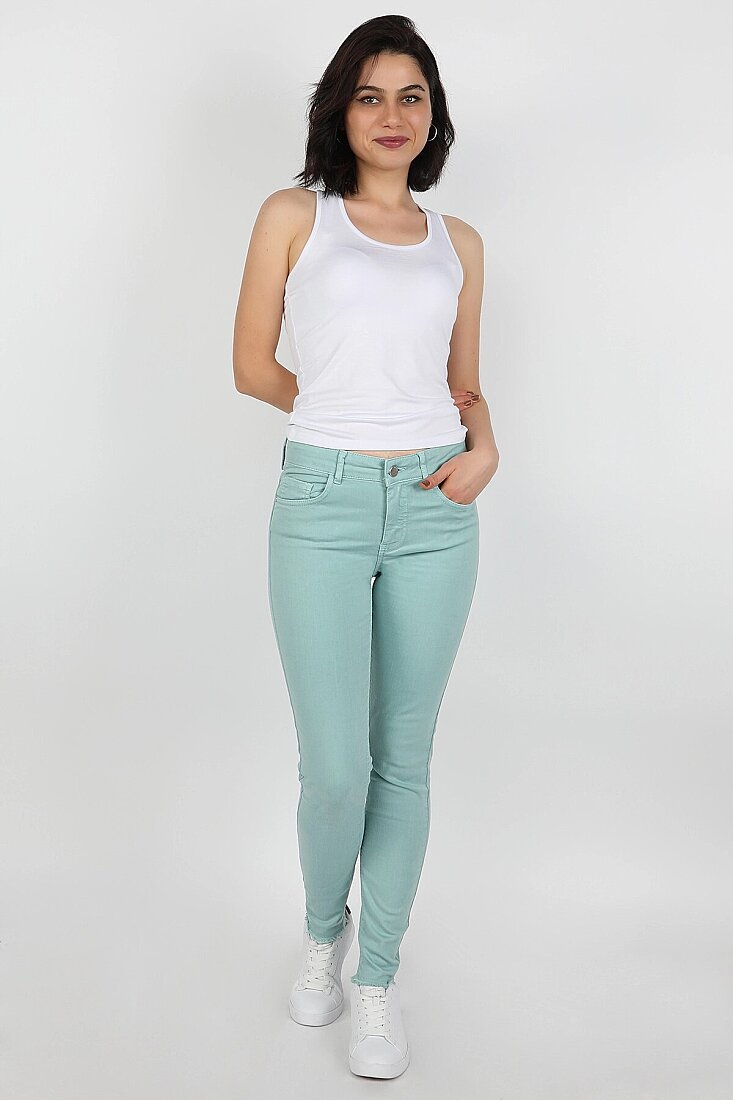 Kadın Gabardin Pantolon Su Yeşili - 1