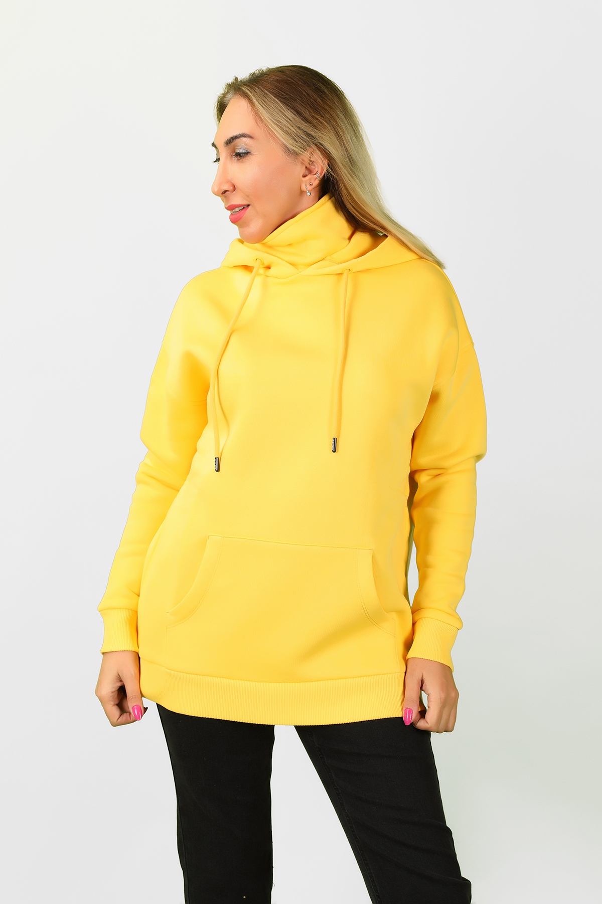 Balins - Kadın Kapüşonlu 3 İplik Sweatshirt Sarı