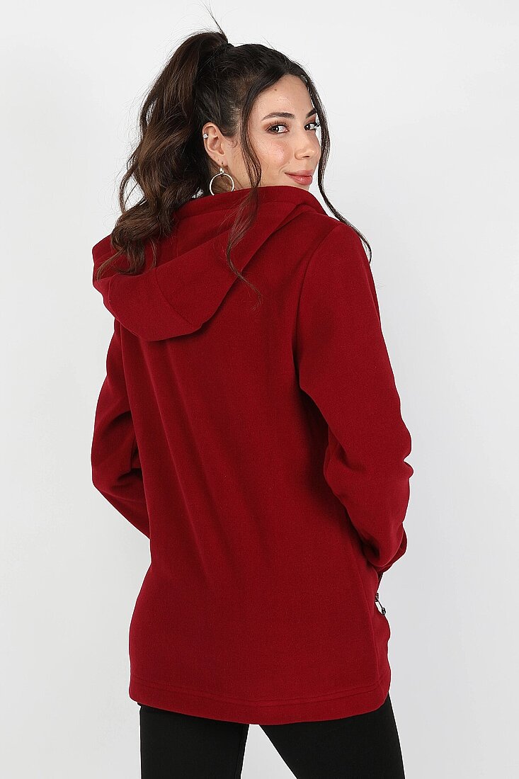 Kadın Kapüşonlu Bordo Sweatshirt Bordo - 5