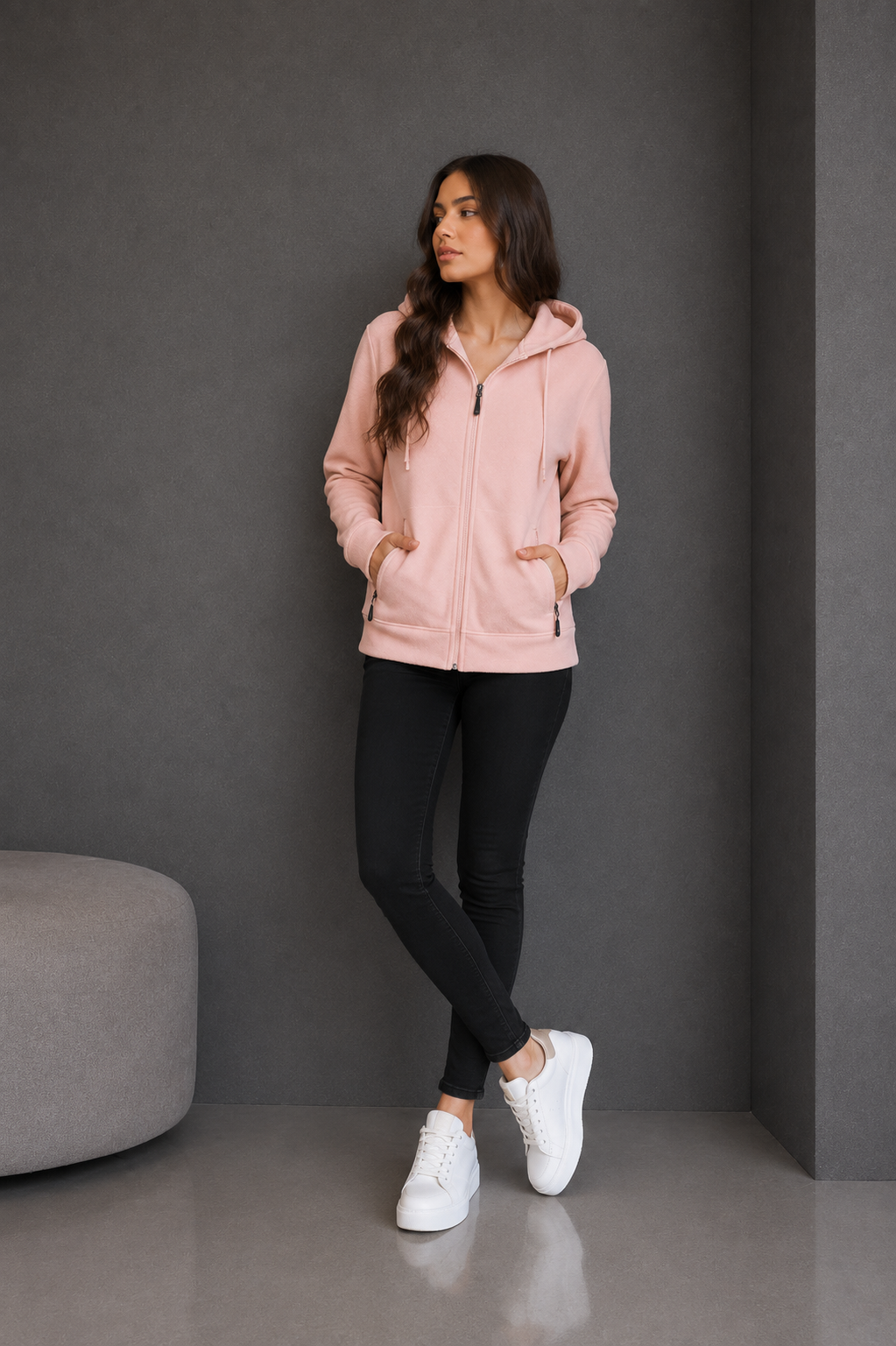 Balins - Kadın Kapüşonlu Sweatshirt Pembe