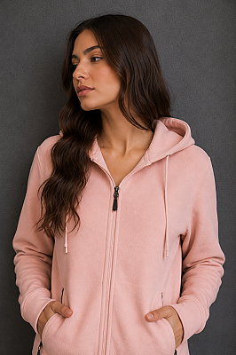 Kadın Kapüşonlu Sweatshirt Pembe - Thumbnail