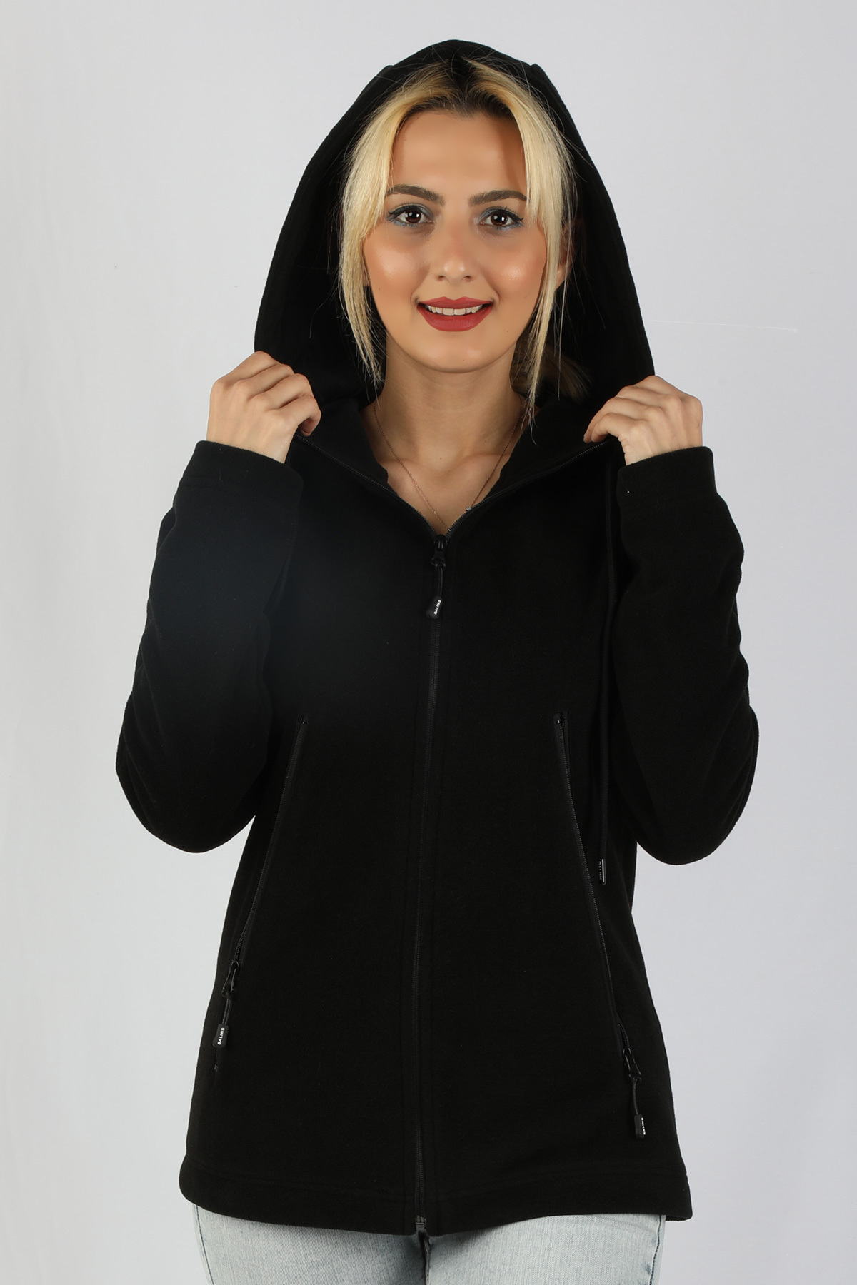 Balins - Kadın Kapüşonlu Siyah Sweatshirt Siyah