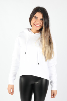 Kadın Kapüşonlu Sweatshirt Beyaz BTK/4538.Beyaz - Thumbnail