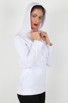 Kadın Kapüşonlu Sweatshirt Beyaz - Thumbnail