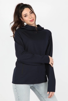 Kadın Kapüşonlu Sweatshirt Lacivert BT/262.Lacivert - Thumbnail